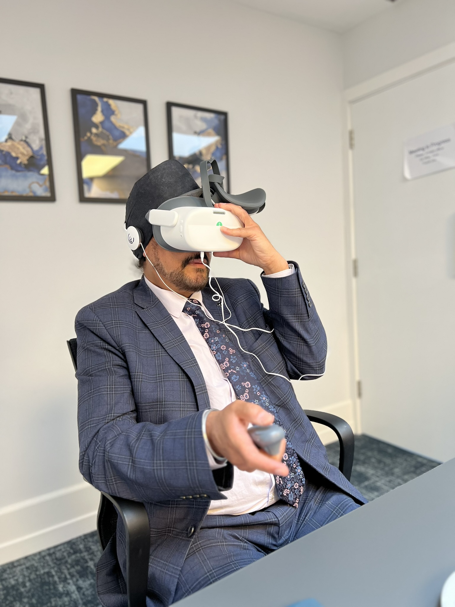 Warinder Juss in Cornerstone VR Headset